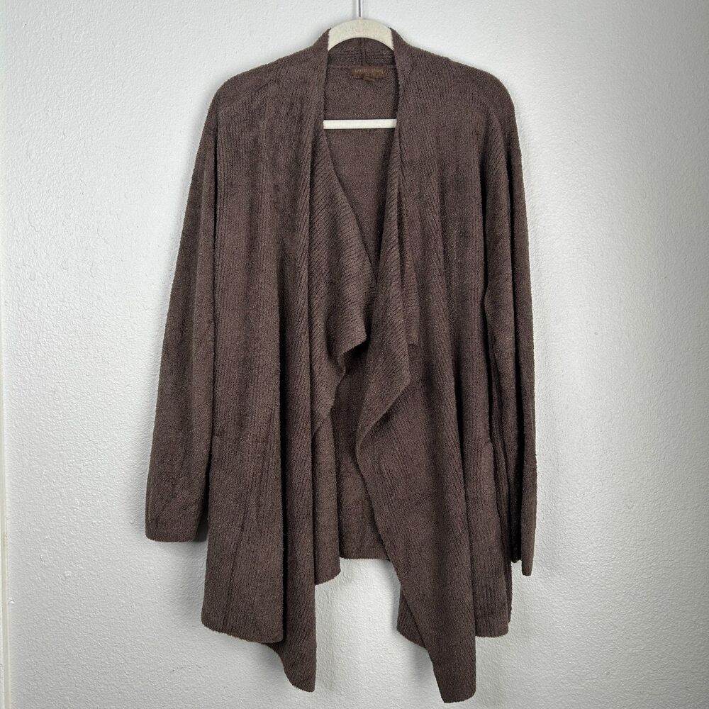 Barefoot Dreams CozyChic Lite Cardigan Brown Womens 3X Ribbed Island Wrap